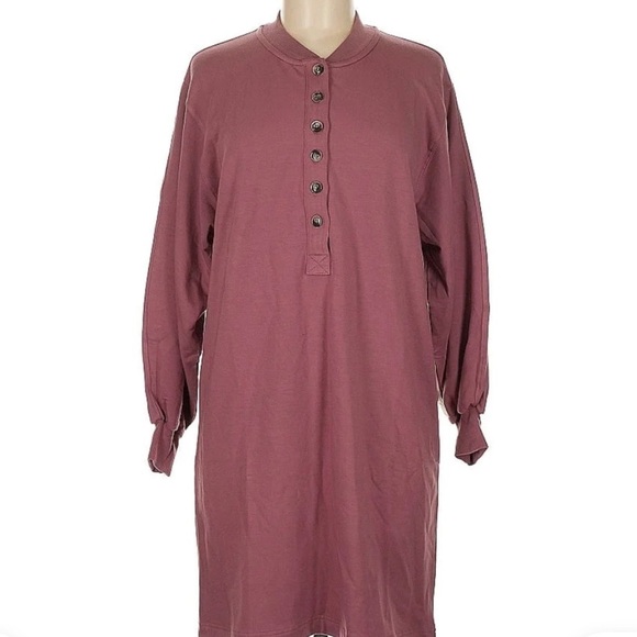 Summersalt Purple Red Mauve Softest French Terry Henley Dress Medium - Picture 6 of 6